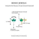 Rosec Jewels-Marquise Created Emerald and Moissanite Flower Drop Earring