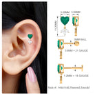 Rosec Jewels-Heart Created Emerald and Moissanite Helix Drop Earring