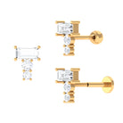 Rosec Jewels-Baguette Moissanite Three Stone Cartilage Earring in Gold