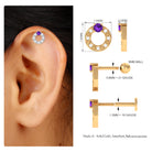 Rosec Jewels-Amethyst and Moissanite Open Circle Helix Earring in Gold