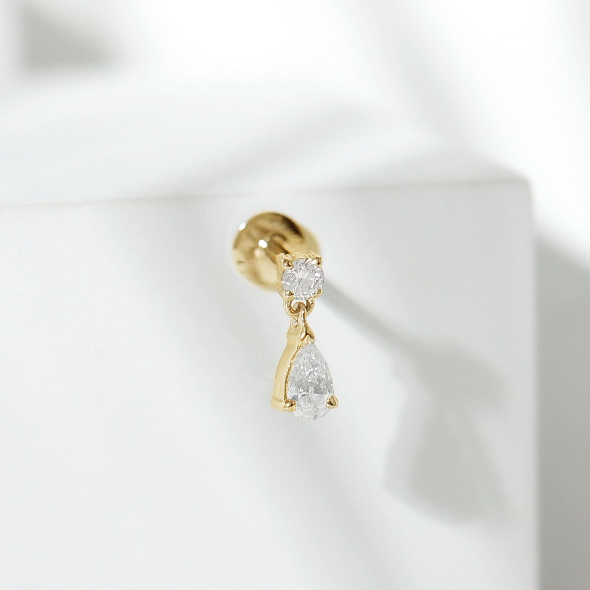 Rosec Jewels-Pear and Round Cut Diamond Stud Drop Helix Earring