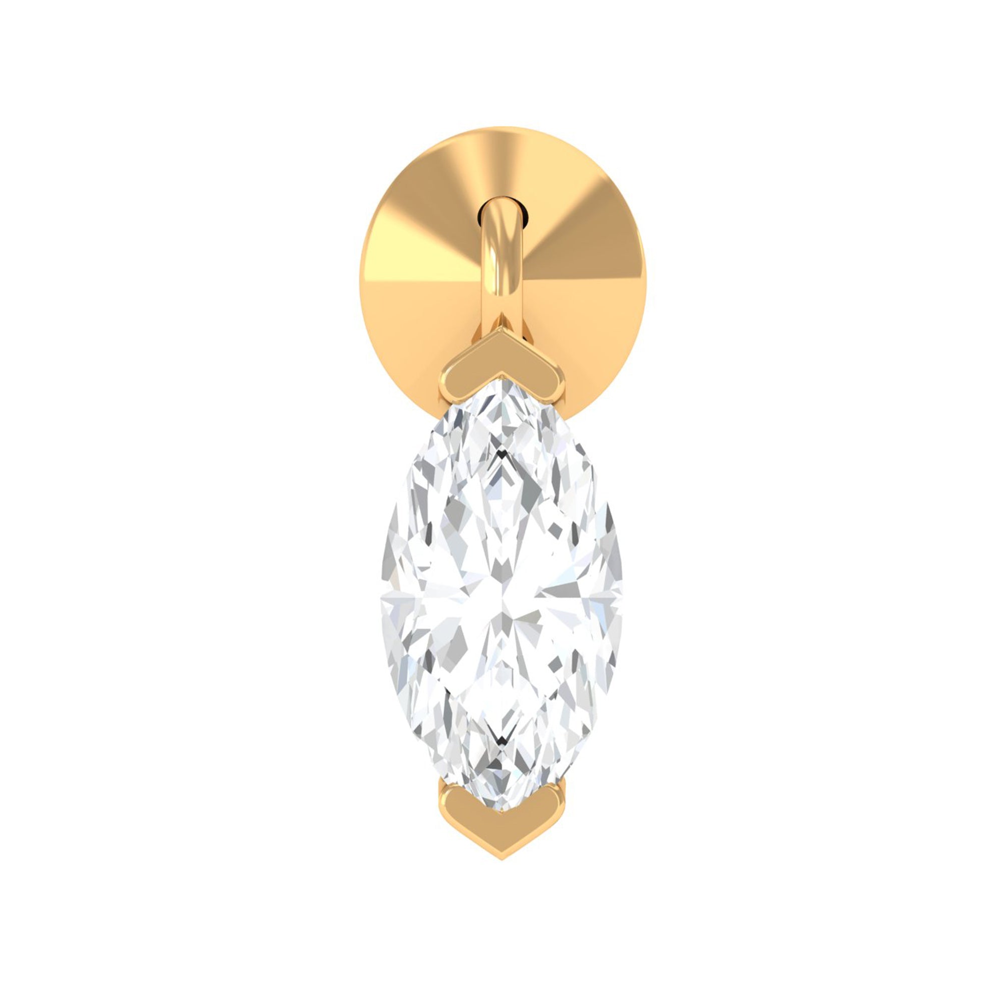 Rosec Jewels-Marquise Diamond Cartilage Drop Earring with Flat Back