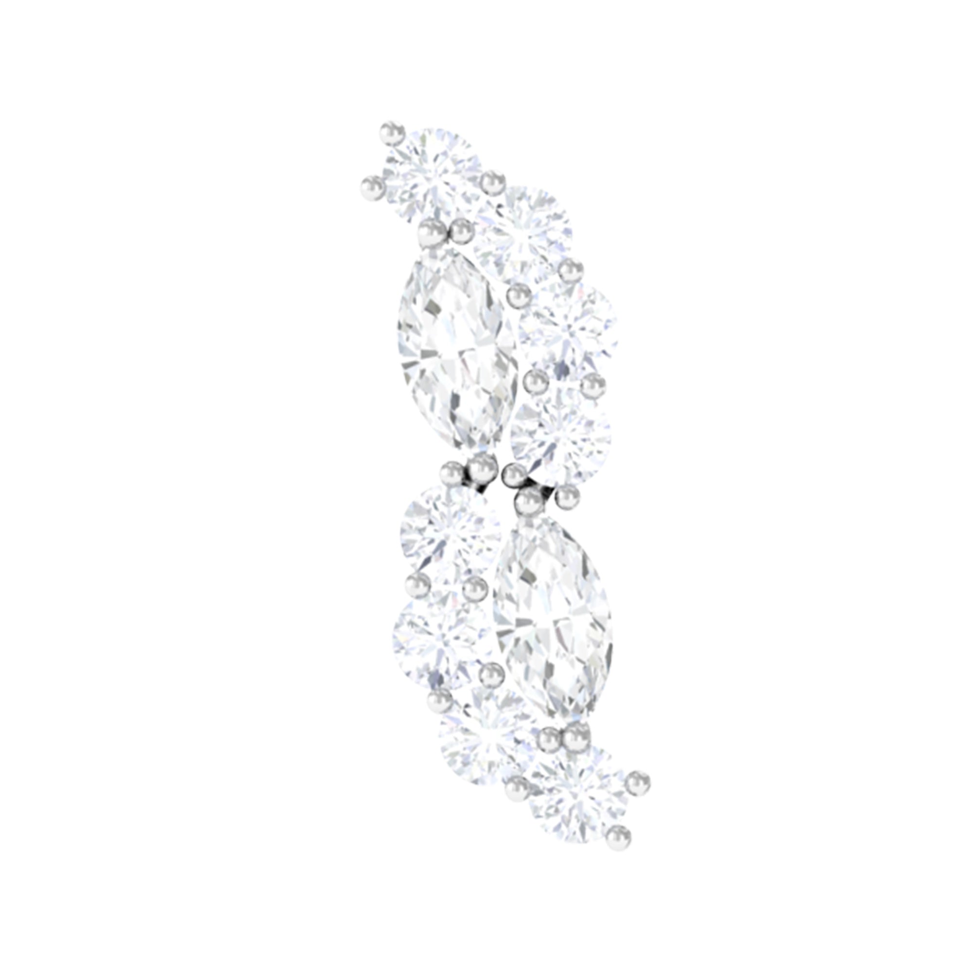 Rosec Jewels-Marquise and Round Moissanite Cluster Cartilage Earring