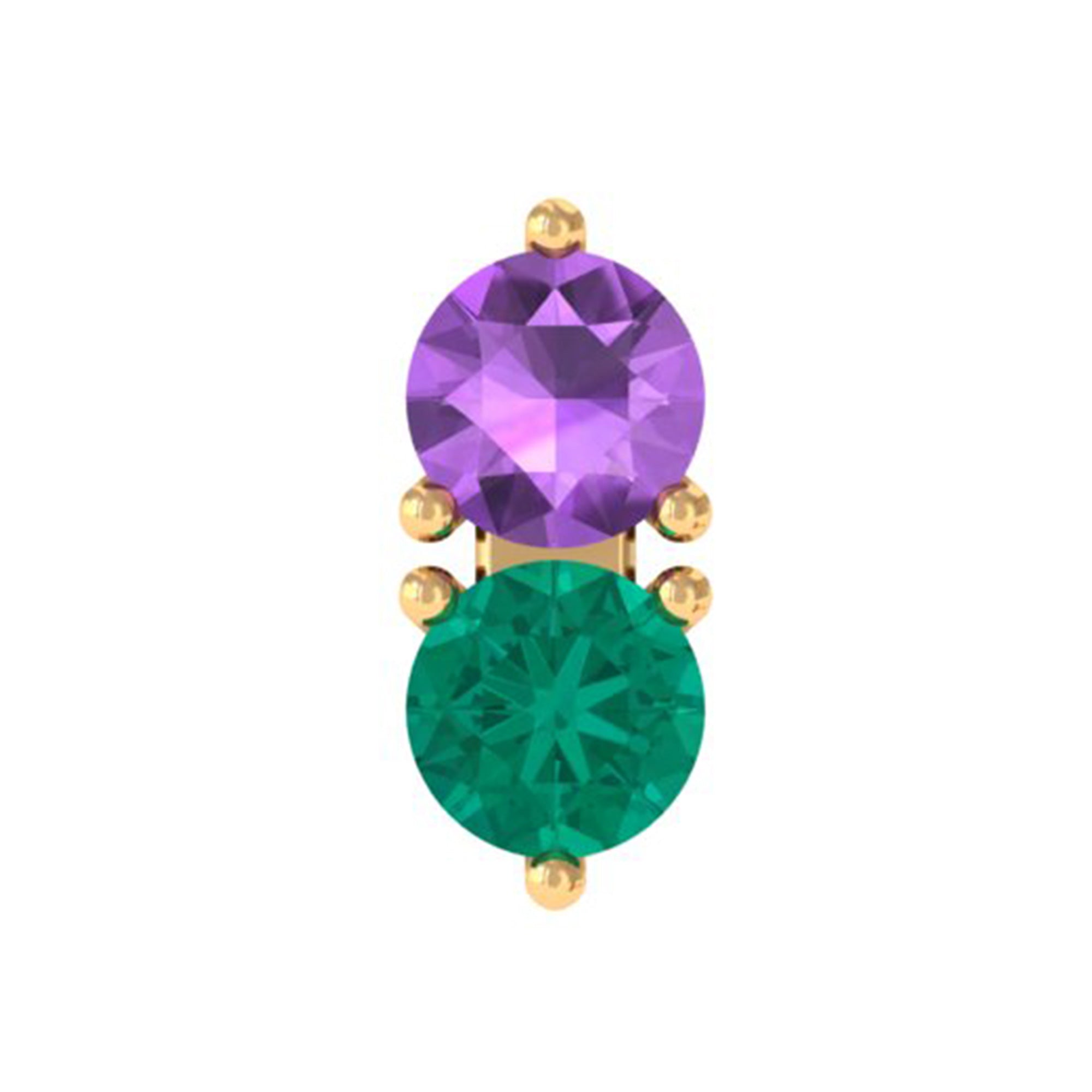 Rosec Jewels-Amethyst and Emerald Two Stone Helix Earring