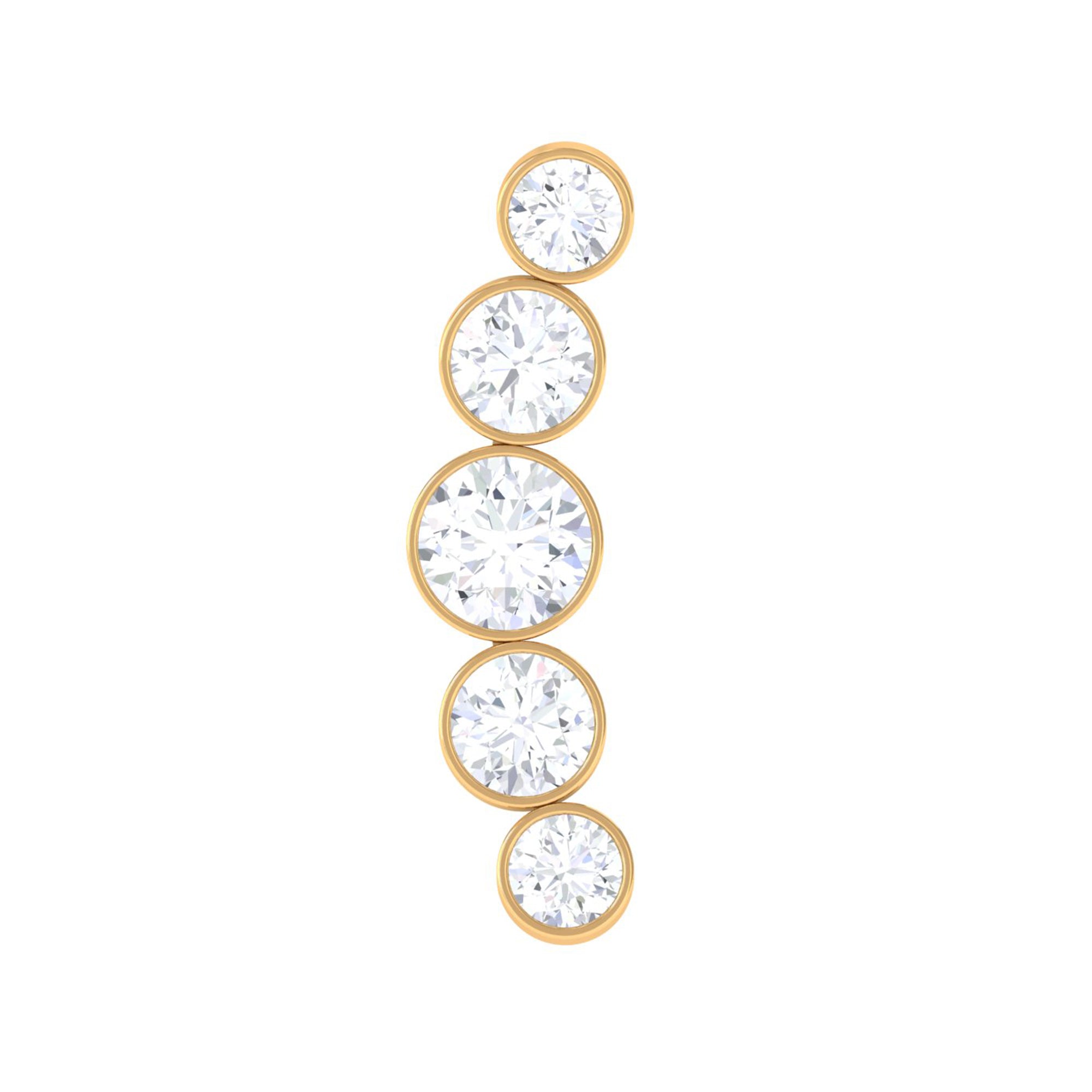 Rosec Jewels-Bezel Set Round Moissanite Curved Crawler Earring