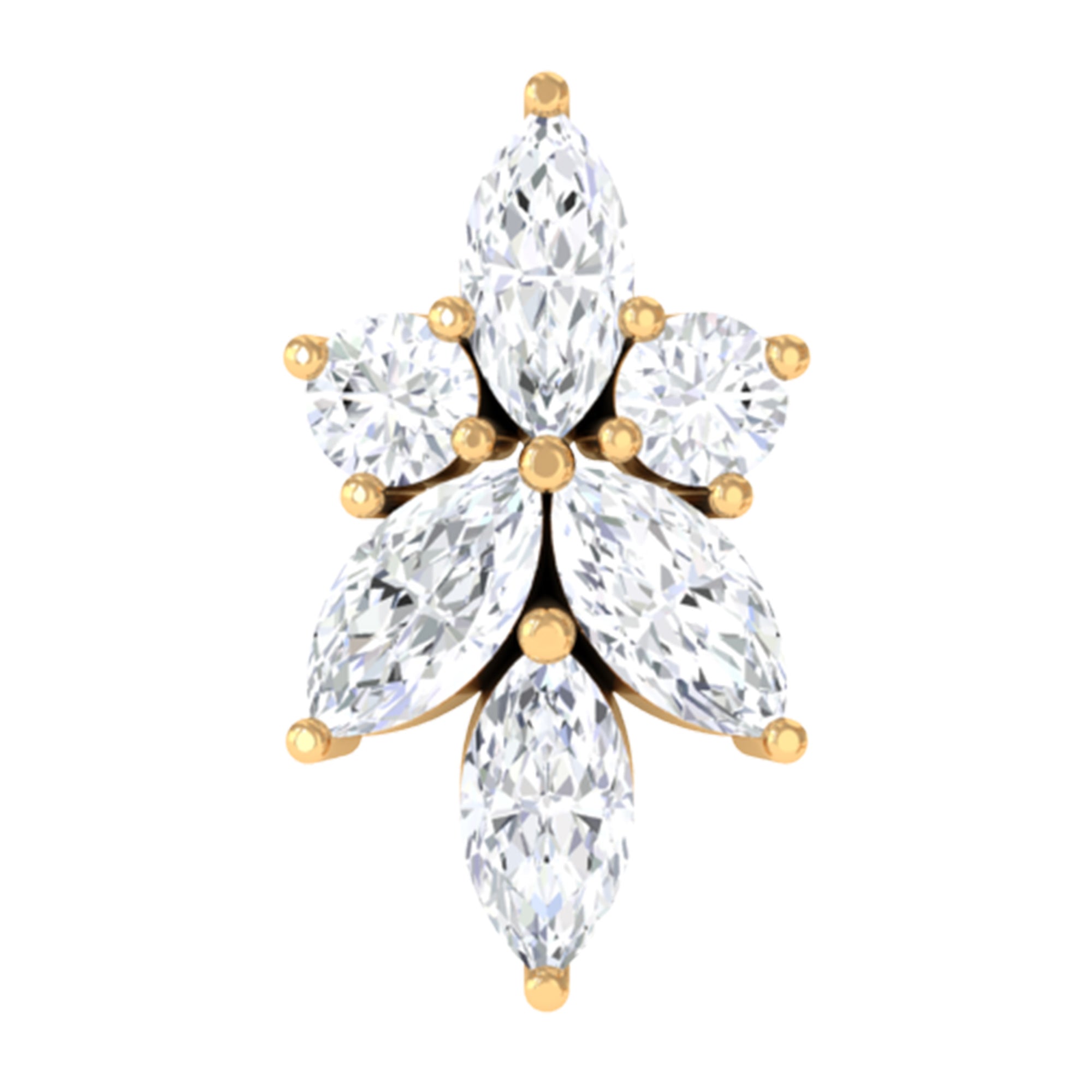 Marquise and Round Moissanite Cluster Floral Earring Moissanite - ( D-VS1 ) - Color and Clarity - Rosec Jewels