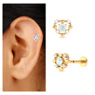 Rosec Jewels-Real Ethiopian Opal and Diamond Heart Cartilage Earring in Gold