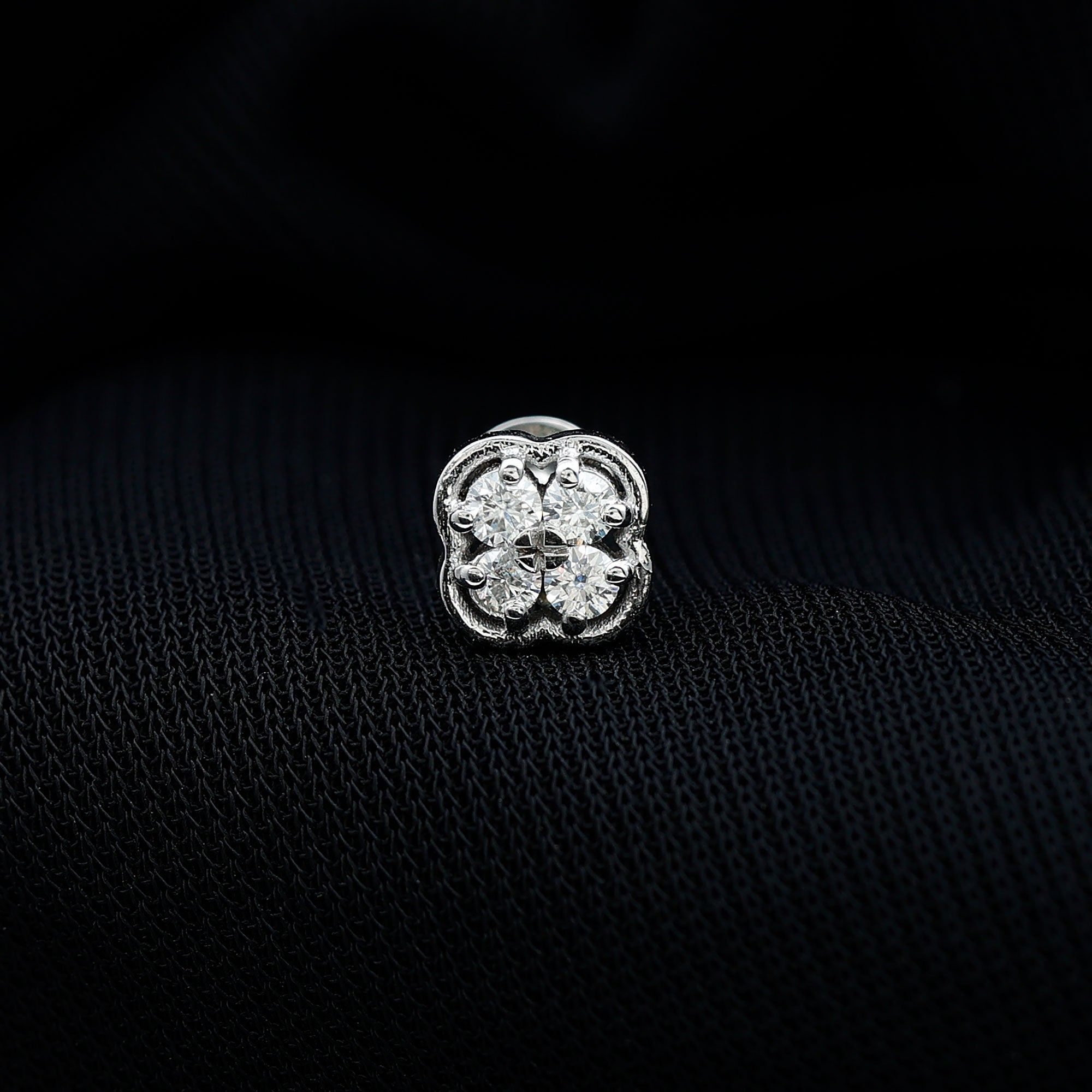 Rosec Jewels-Moissanite Cluster Clover Earring for Helix Piercing