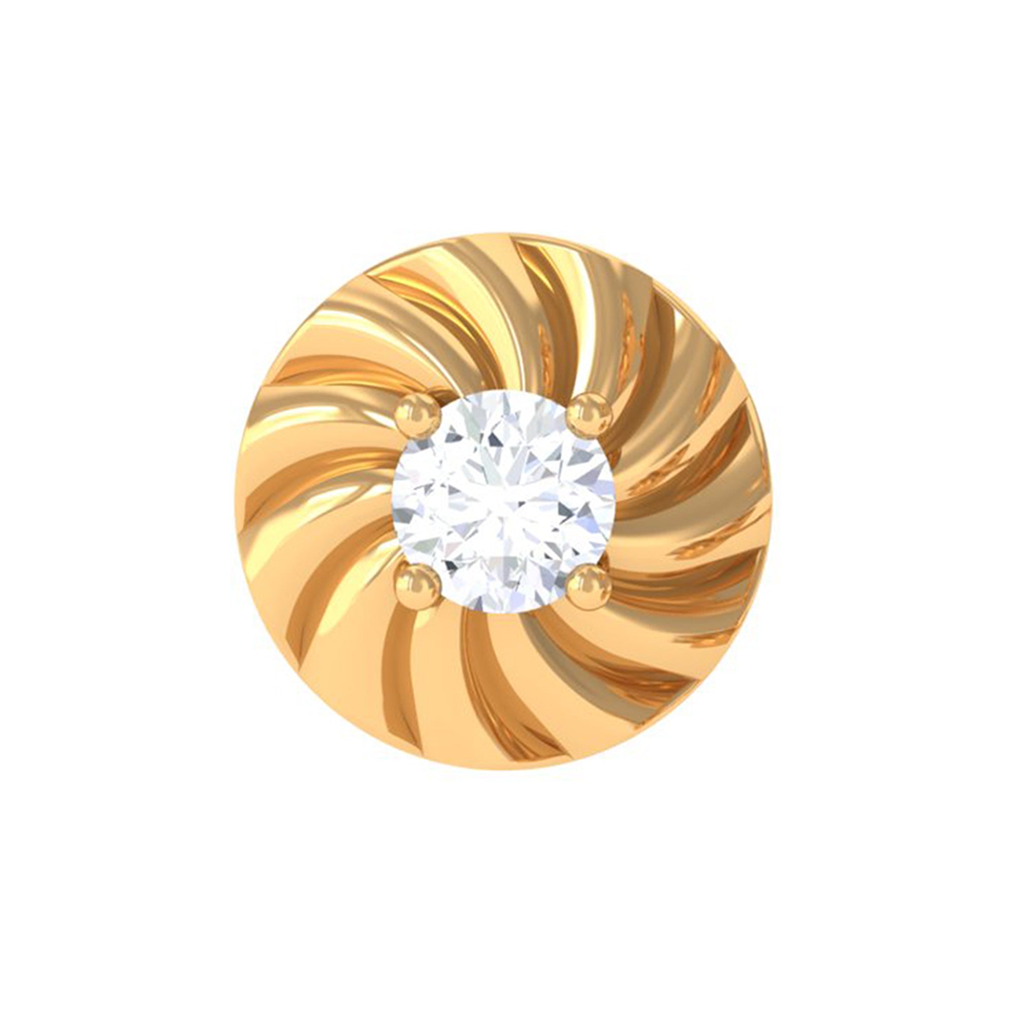 Rosec Jewels-Round Moissanite Gold Swirl Earring for Helix Piercing