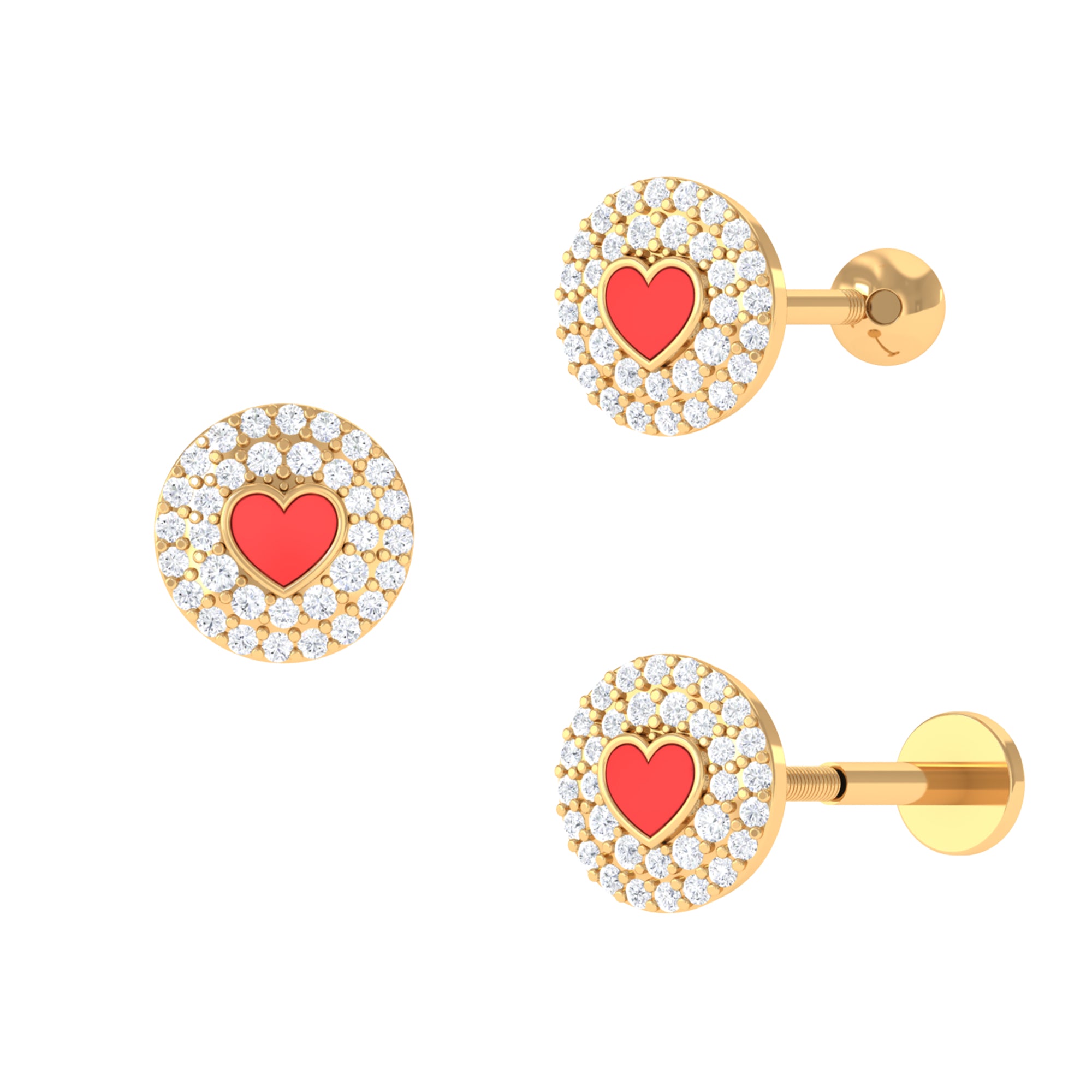 Rosec Jewels-Certified Moissanite and Enamel Heart Cartilage Earring