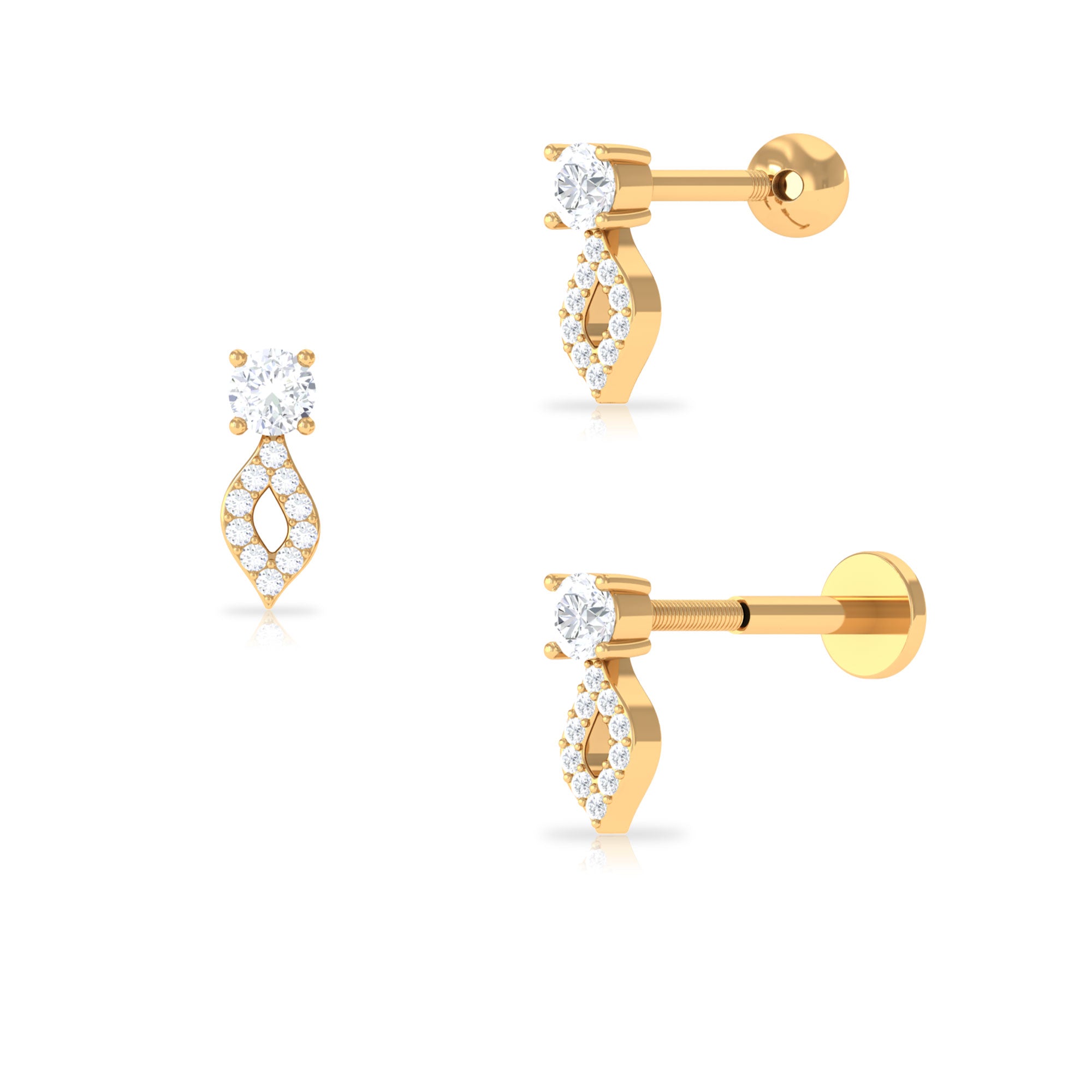 Rosec Jewels-Certified Diamond Unique Tragus Earring in Gold