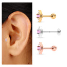 Rosec Jewels-Baguette Pink Sapphire and Moissanite Tragus Earring