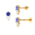 Rosec Jewels-Tanzanite and Moissanite Two Stone Earring for Conch