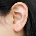 Rosec Jewels-Natural Diamond Open Circle Earring for Helix Piercing