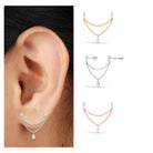 Rosec Jewels-Moissanite Double Chain Earring for Helix Piercing