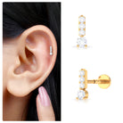 Rosec Jewels-Round Moissanite Simple Gold Bar Tragus Earring