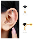 Rosec Jewels-Elegant Diamond and Freshwater Pearl Drop Earring with Black Enamel