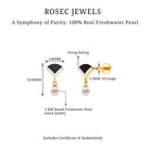 Rosec Jewels-Elegant Diamond and Freshwater Pearl Drop Earring with Black Enamel