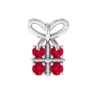 Rosec Jewels-Adorable Created Ruby Gift Box Helix Earring with Gold Bow