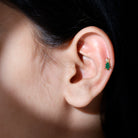 Rosec Jewels-Real Diamond Green Enamel Christmas Tree Cartilage Earring