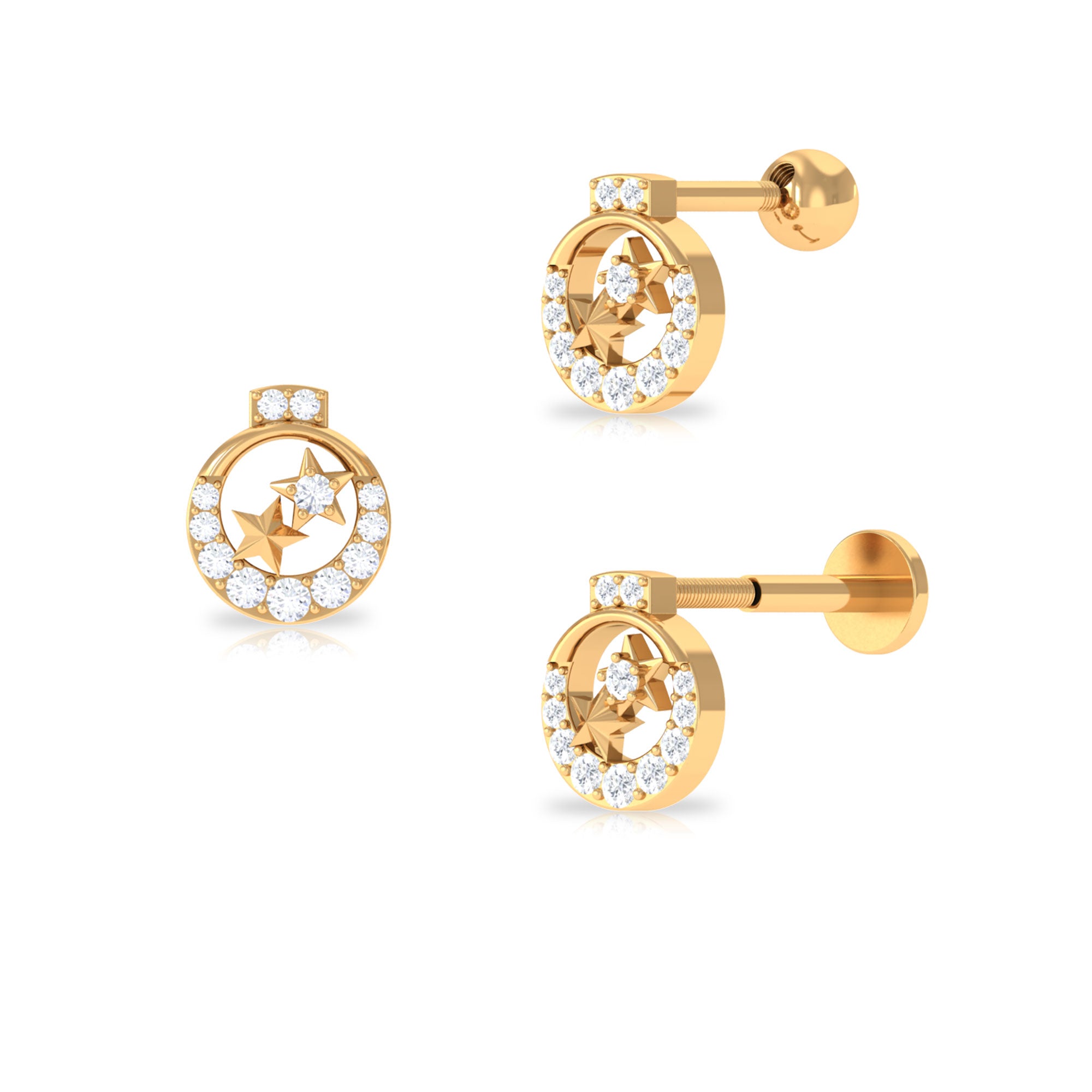 Rosec Jewels-Unique Diamond Gold Star Cartilage Earring