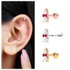 Rosec Jewels-Cute Snowman Tragus Earring with Created Ruby and Moissanite