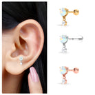 Rosec Jewels-Ethiopian Opal Moissanite Helix Drop Earring in Gold