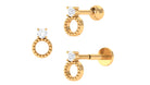 Rosec Jewels-Round Diamond Gold Beaded Open Circle Tragus Earring