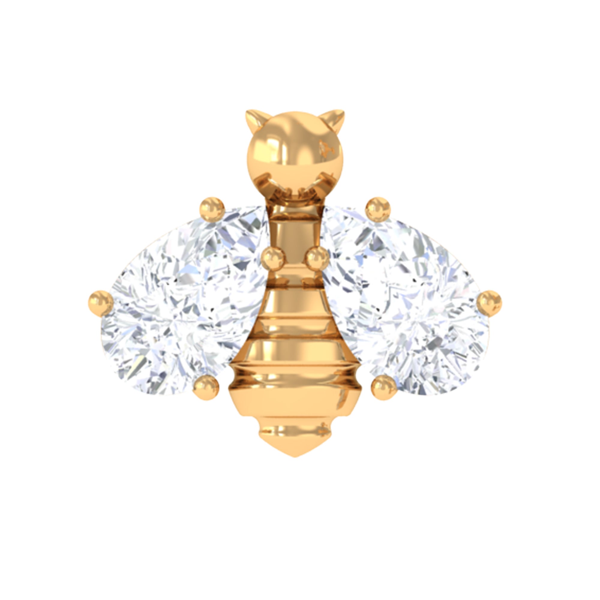 Rosec Jewels-Adorable Pear Cut Moissanite Bumble Bee Earring