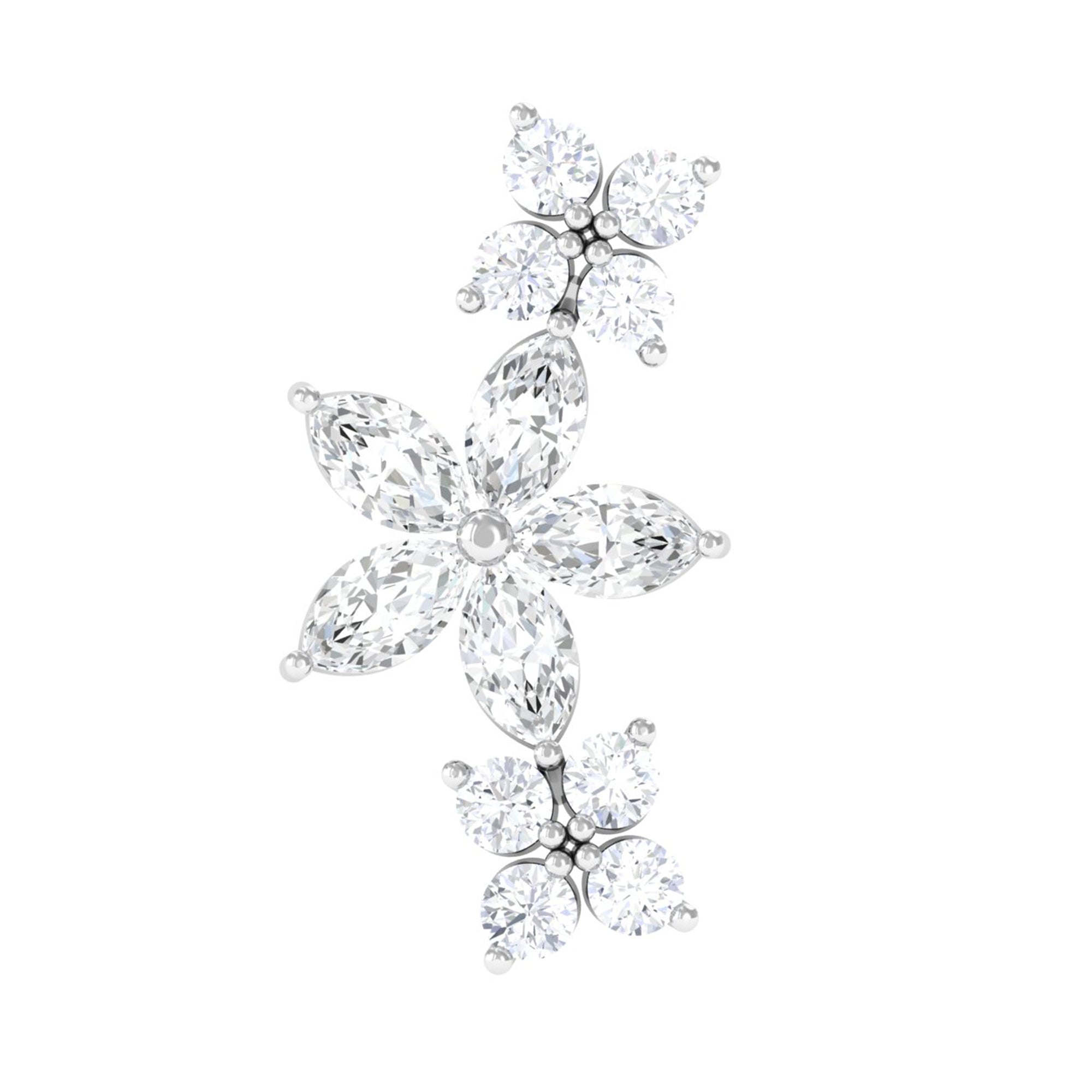 Rosec Jewels-Natural Diamond Flower Ear Crawler Earring