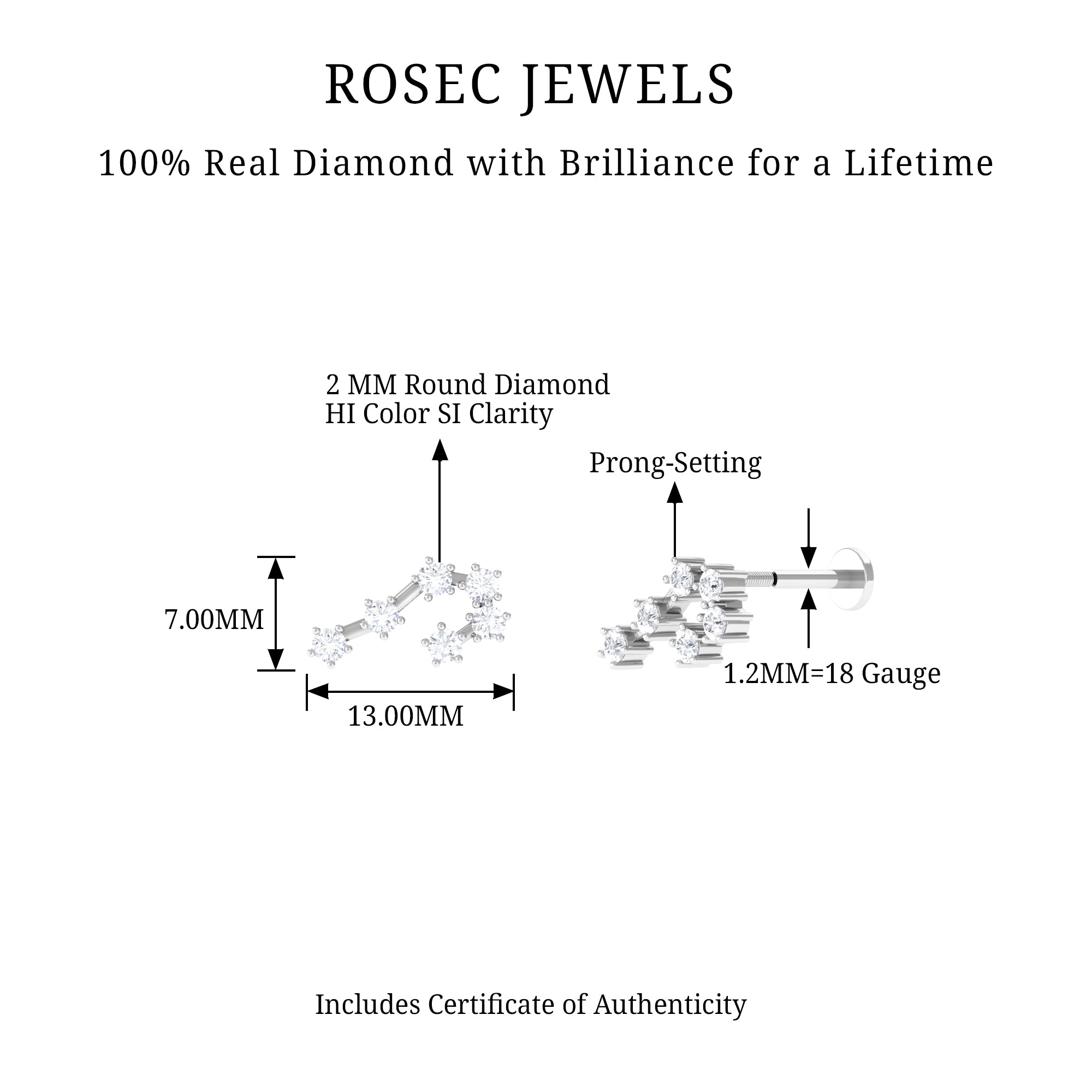 Rosec Jewels-Diamond Cancer Zodiac Ear Crawler Earring