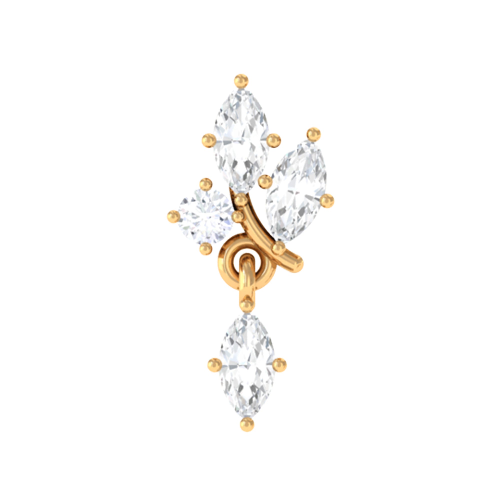 Rosec Jewels-Marquise Moissanite Gold Cartilage Dangle Earring