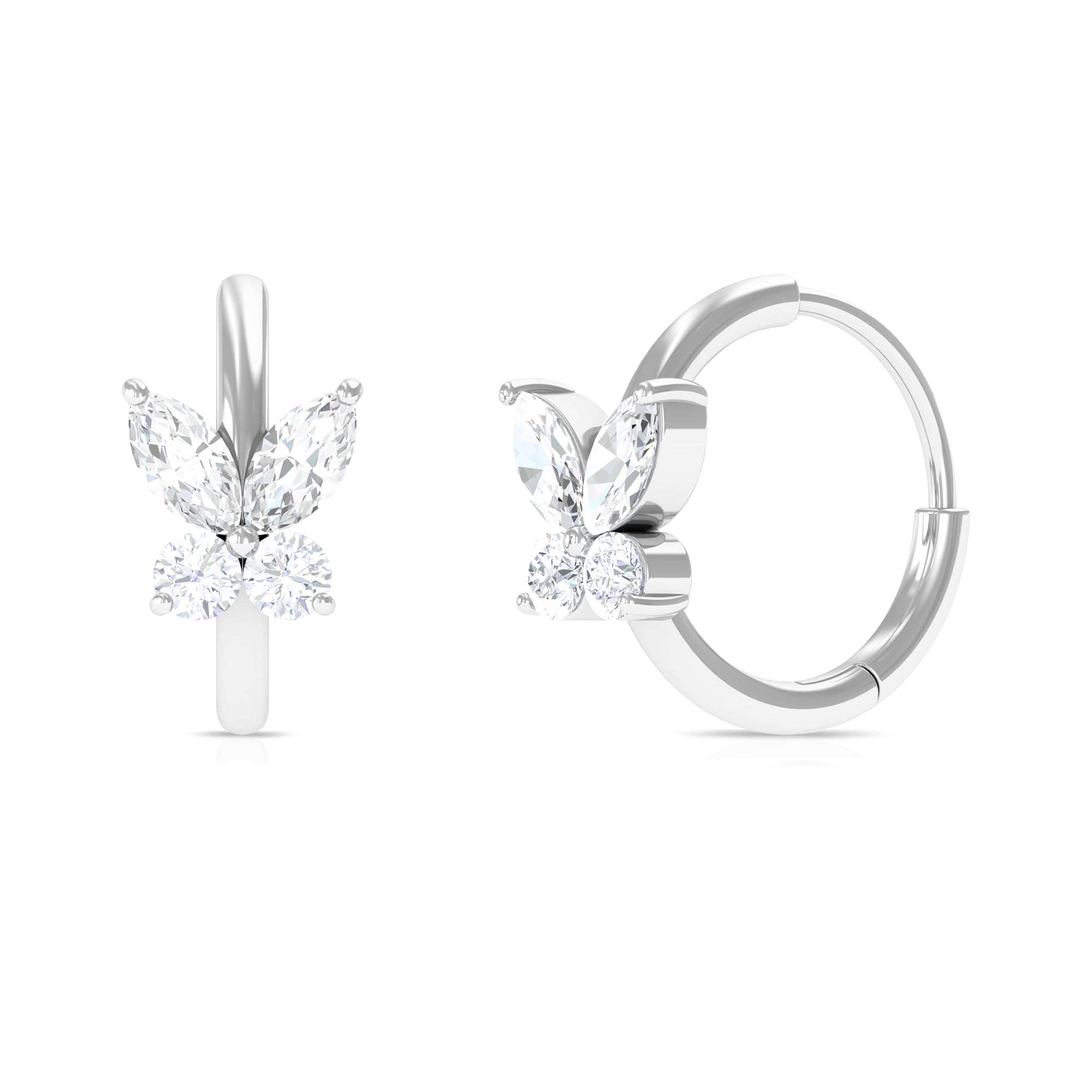 Rosec Jewels-Unique Moissanite Butterfly Hoop Earring for Cartilage Piercing