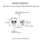 Rosec Jewels-Black Diamond Cute Owl Cartilage Earring with Moissanite