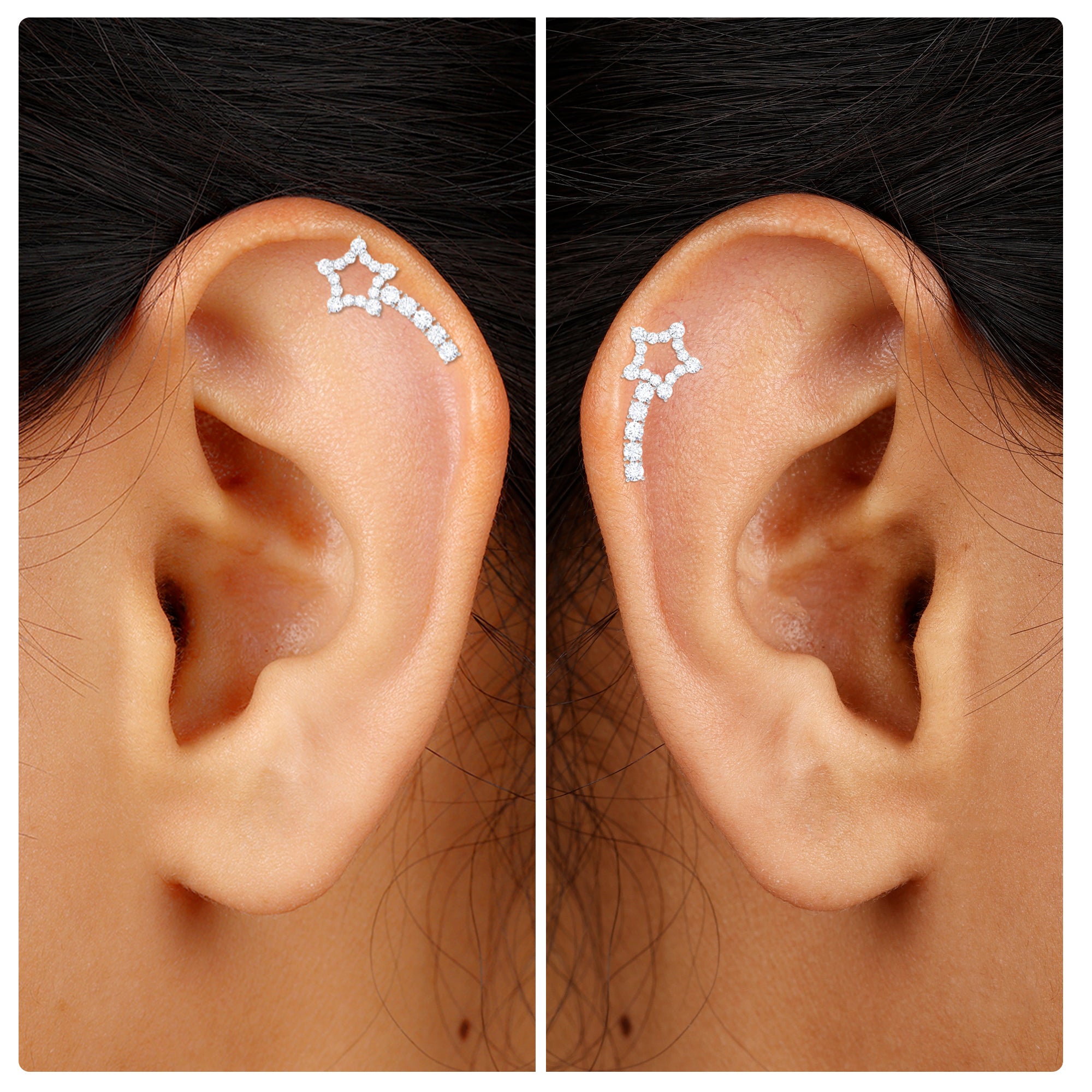 Rosec Jewels-Certified Moissanite Star Celestial Cartilage Earring