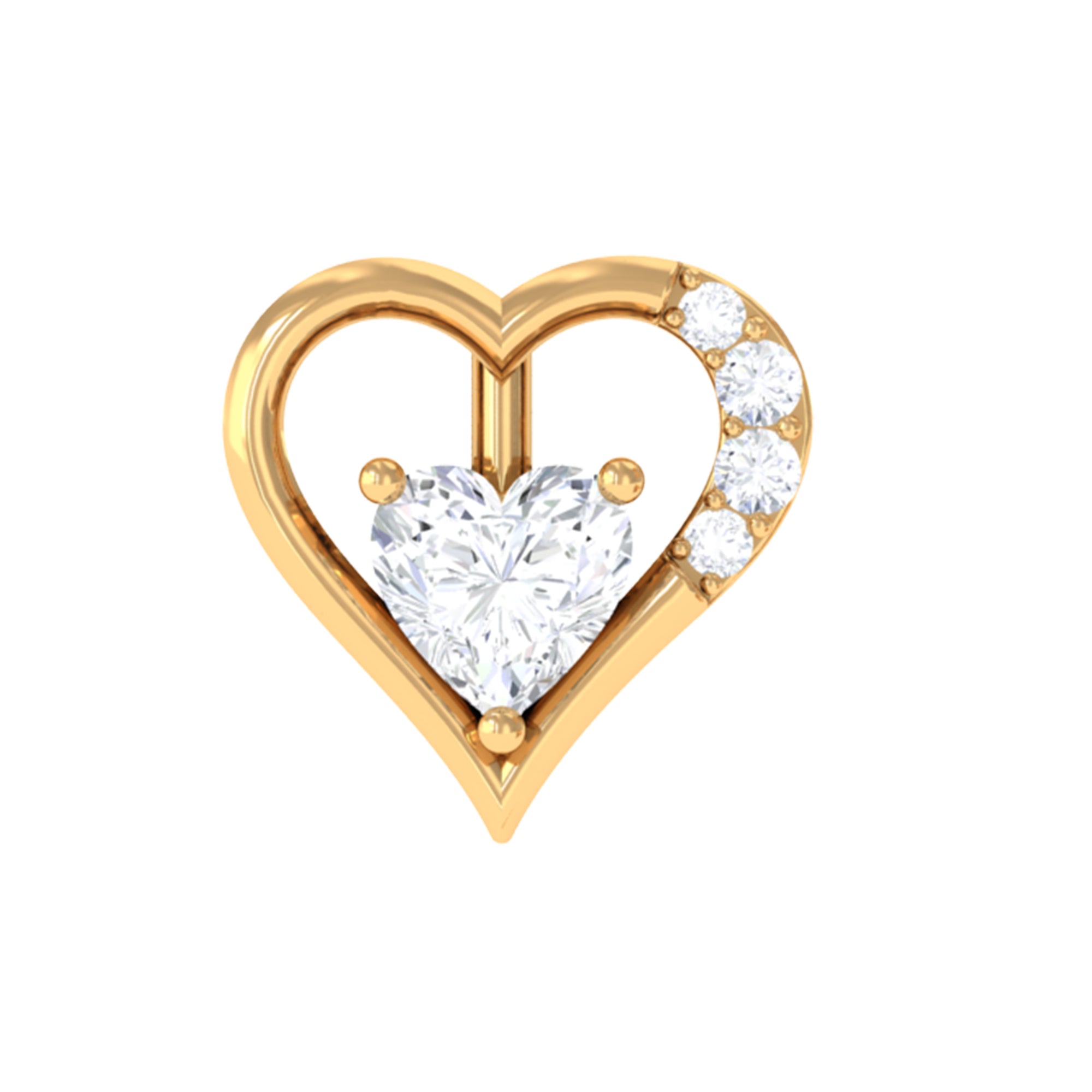 Rosec Jewels-Heart Shape Moissanite Earring for Cartilage Piercing