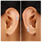 Rosec Jewels-Certified Moissanite Flower Drop Cartilage Earring