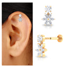 Rosec Jewels-Certified Moissanite Flower Drop Cartilage Earring