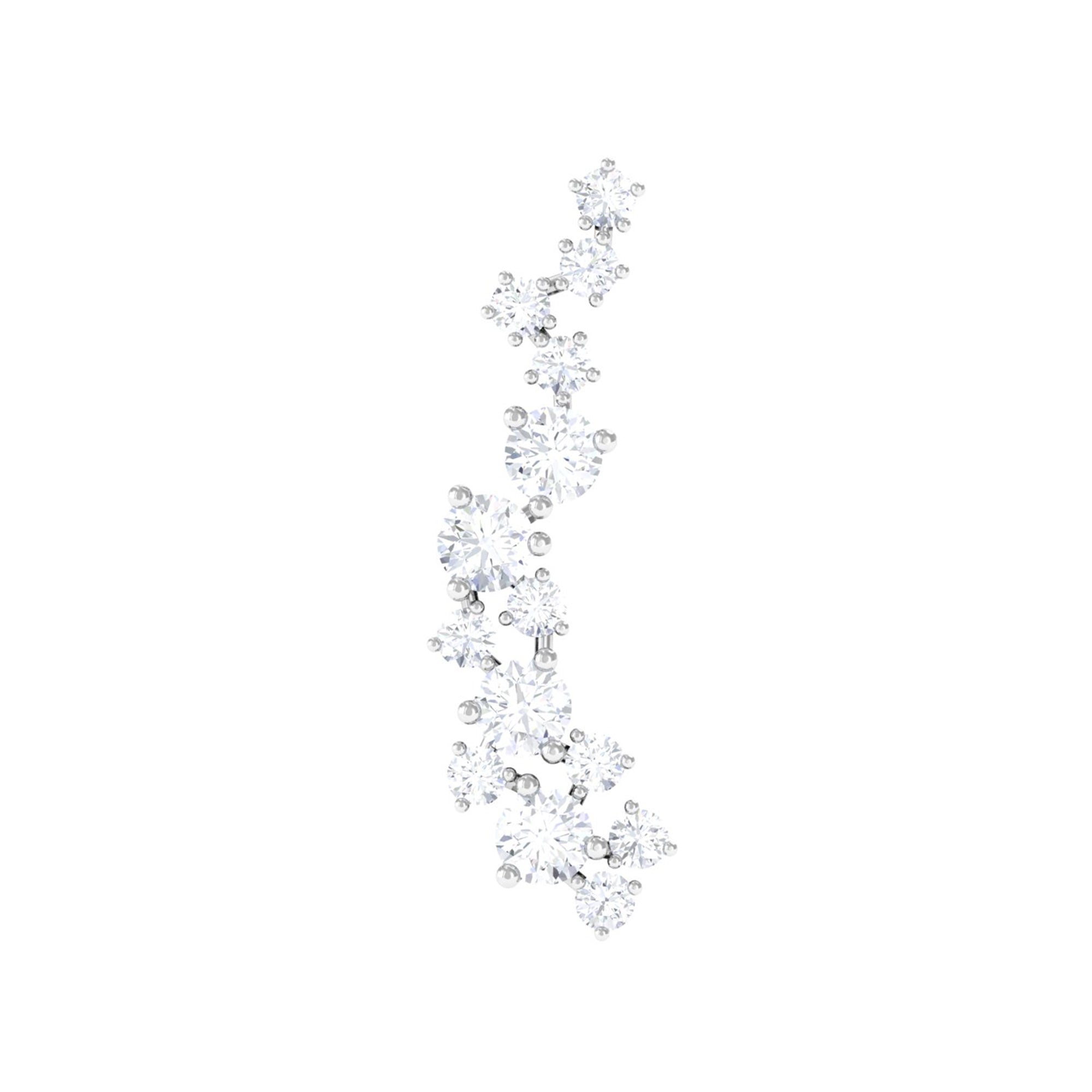 Rosec Jewels-Natural Diamond Cluster Crawler Earring for Helix Piercing