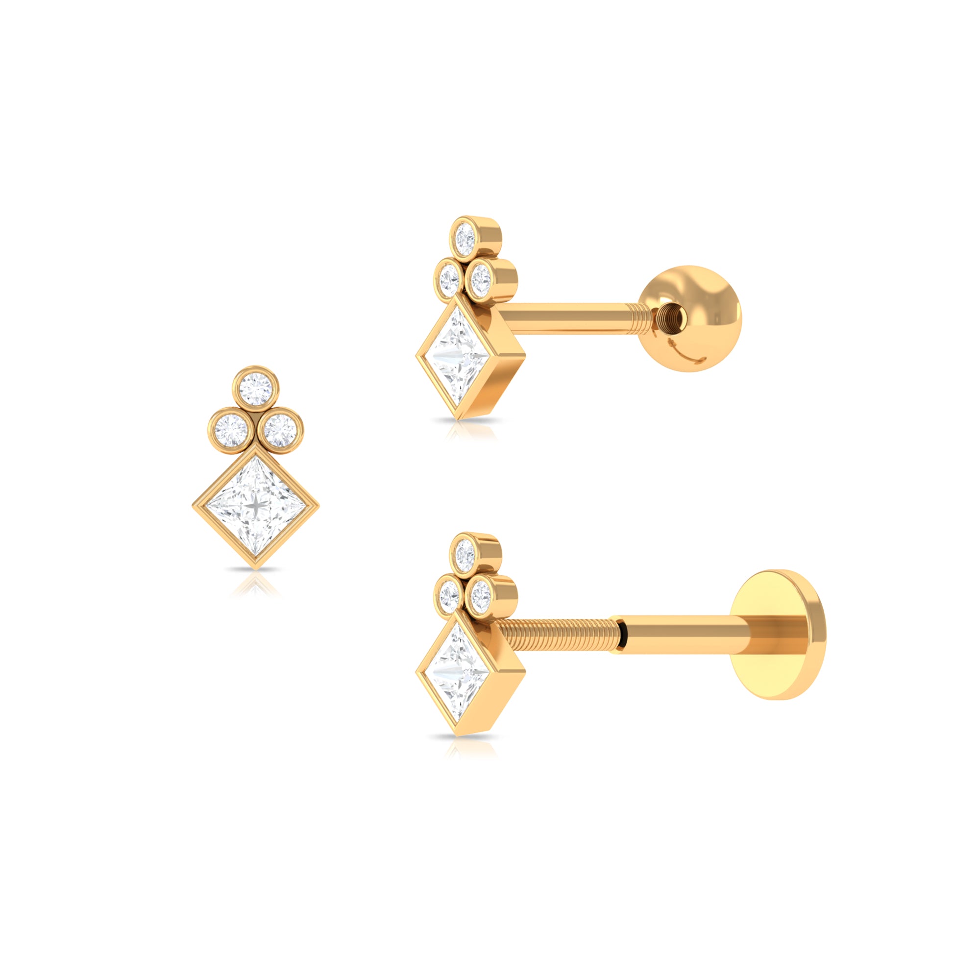 Rosec Jewels-Fashionable Diamond Cluster Dainty Helix Earring