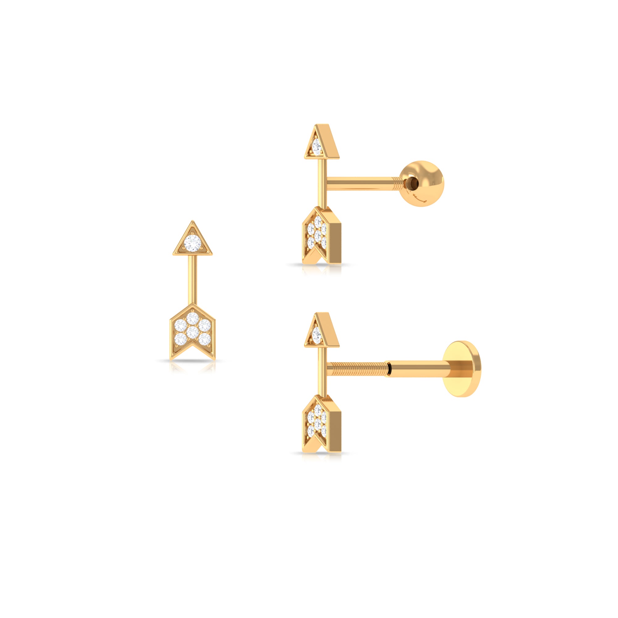 Rosec Jewels-Dainty Diamond Gold Arrow Earring for Helix Piercing