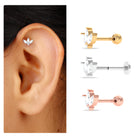 Marquise Moissanite Gold Lotus Flower Helix Earring Moissanite - ( D-VS1 ) - Color and Clarity - Rosec Jewels