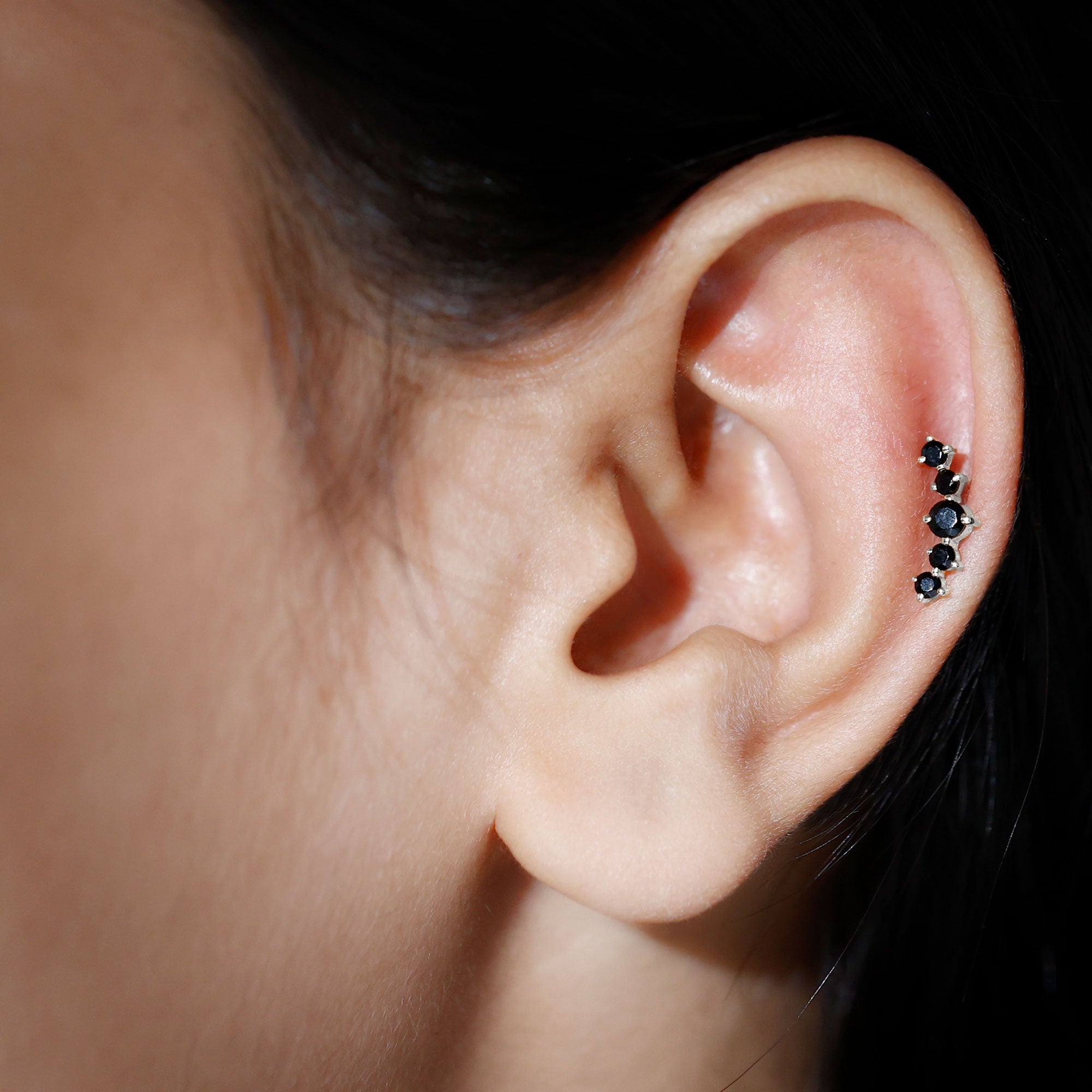 Rosec Jewels-Graduated Style Black Onyx Crawler Earring