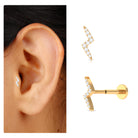 Rosec Jewels-Minimal Diamond Lightning Bolt Earring for Helix Piercing