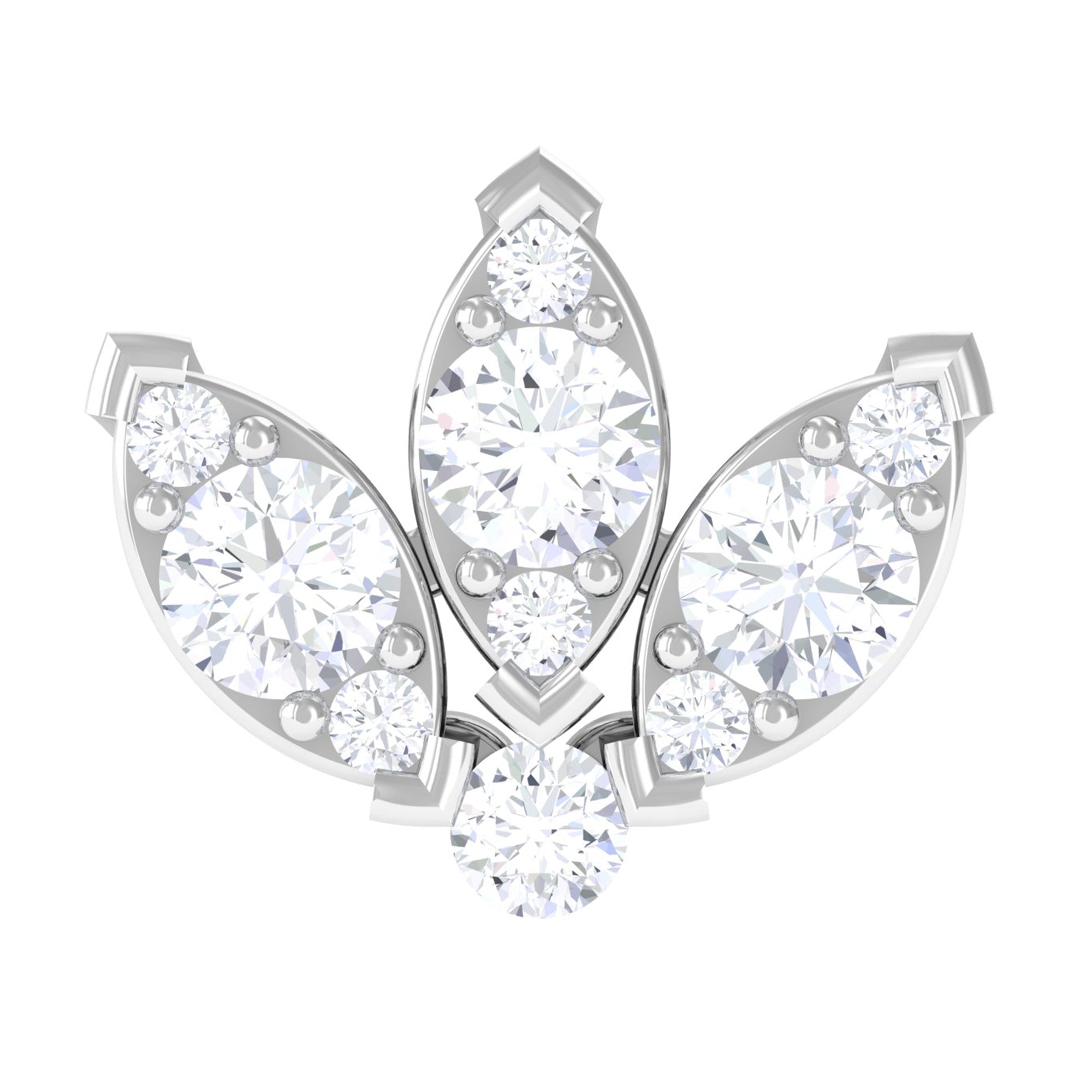 Rosec Jewels-Certified Moissanite Lotus Earring for Cartilage Piercing