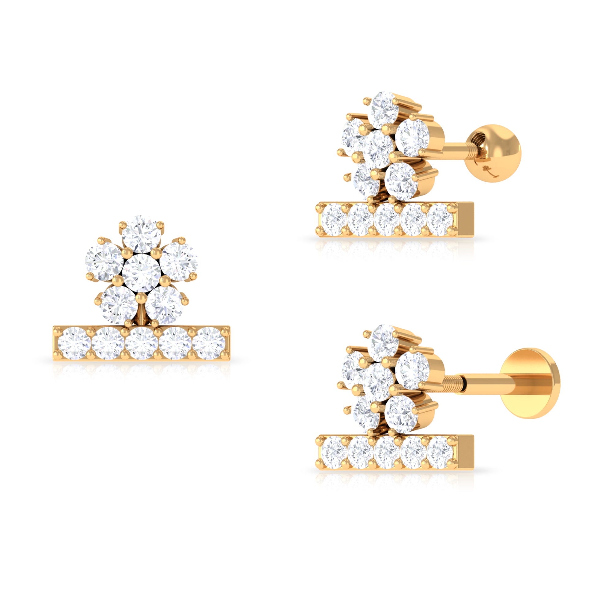 Rosec Jewels-Unique Moissanite Floral Earring for Cartilage Piercing