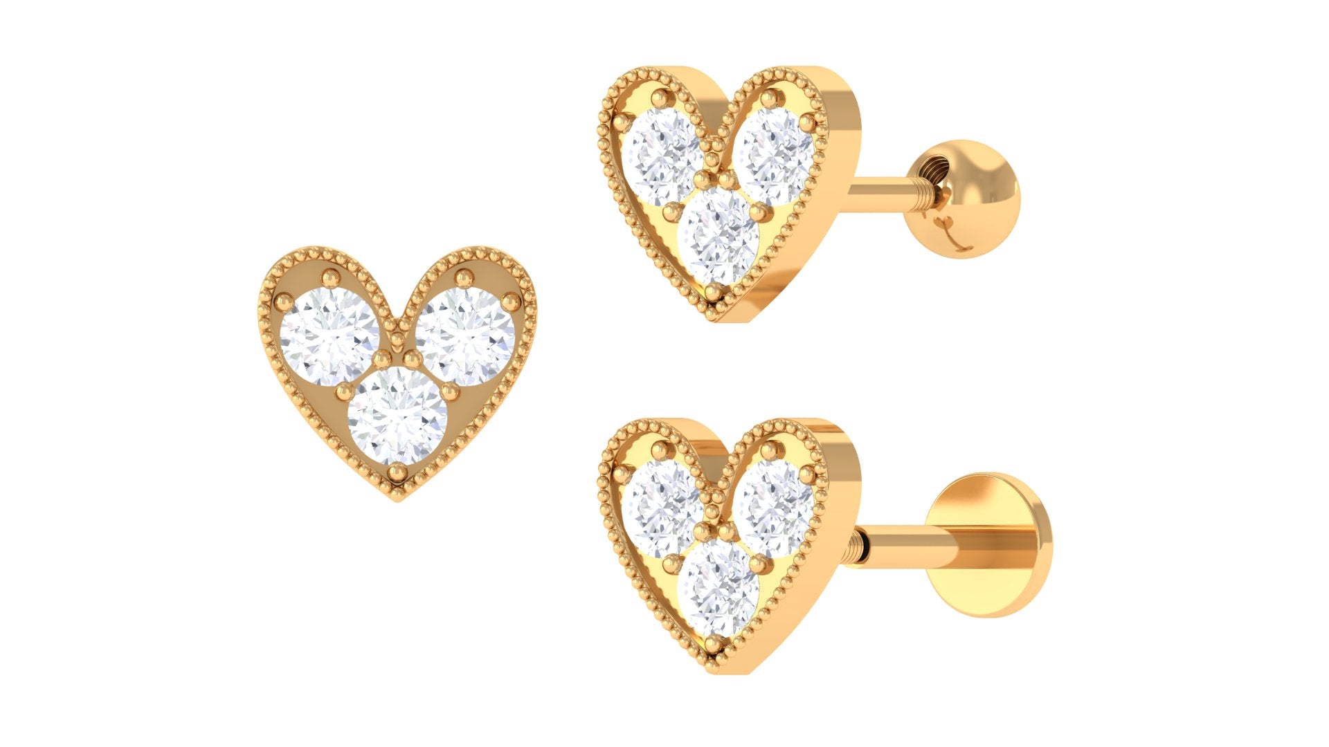 Rosec Jewels-Unique Moissanite Heart Earring for Cartilage Piercing