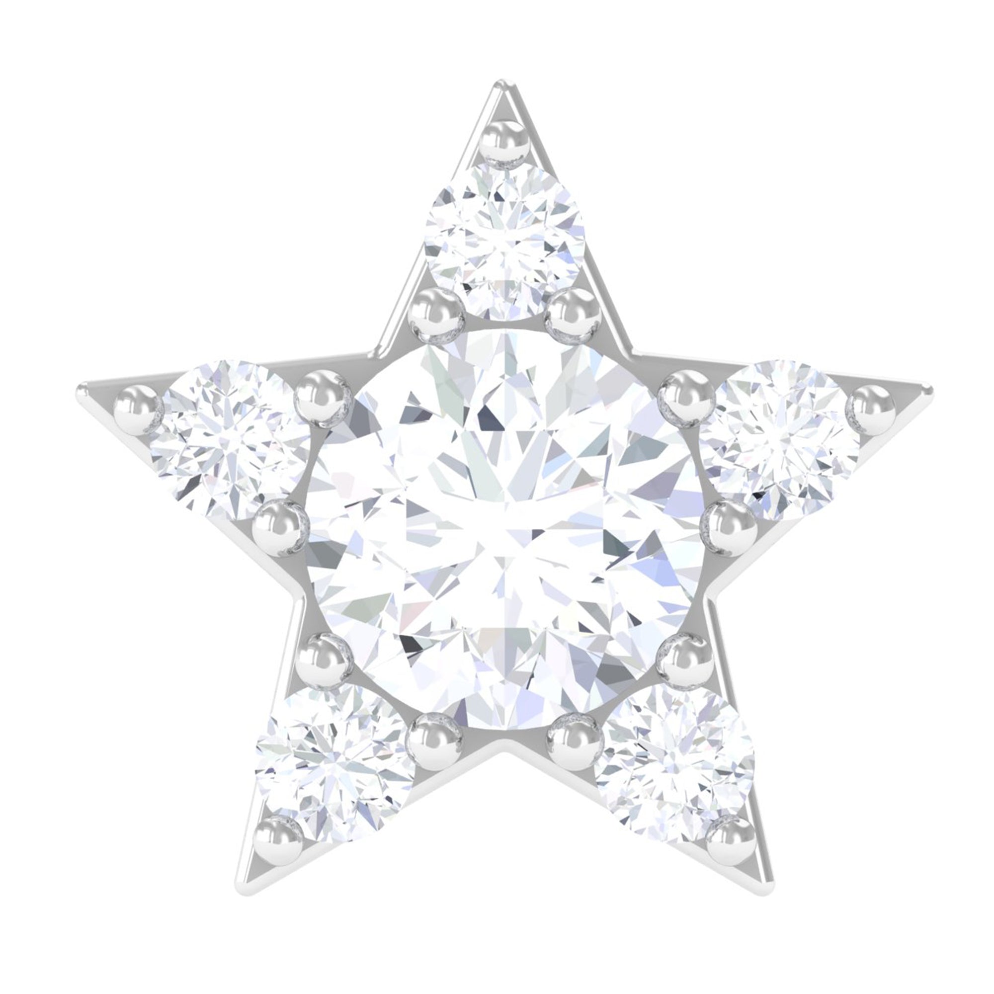Dainty Certified Moissanite Star Cartilage Earring Moissanite - ( D-VS1 ) - Color and Clarity - Rosec Jewels