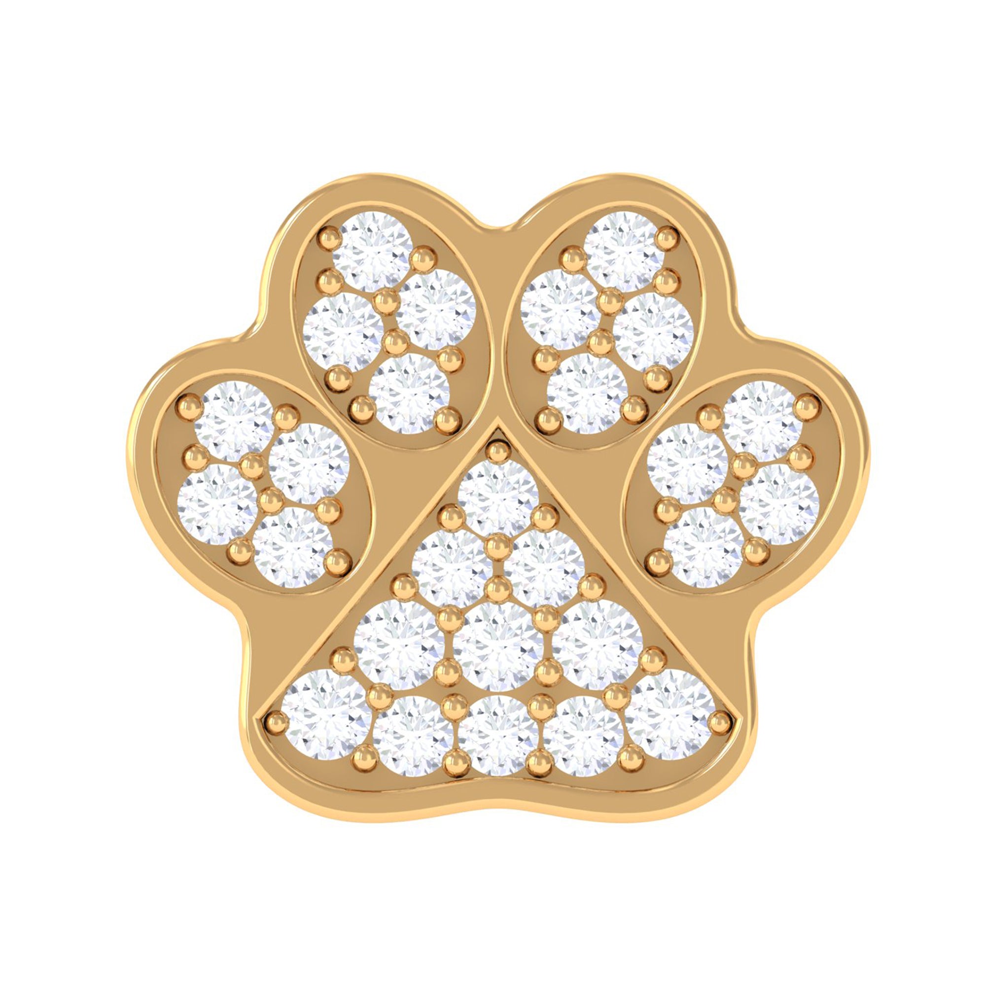 Moissanite Gold Dog Paw Print Earring for Cartilage Piercing Moissanite - ( D-VS1 ) - Color and Clarity - Rosec Jewels