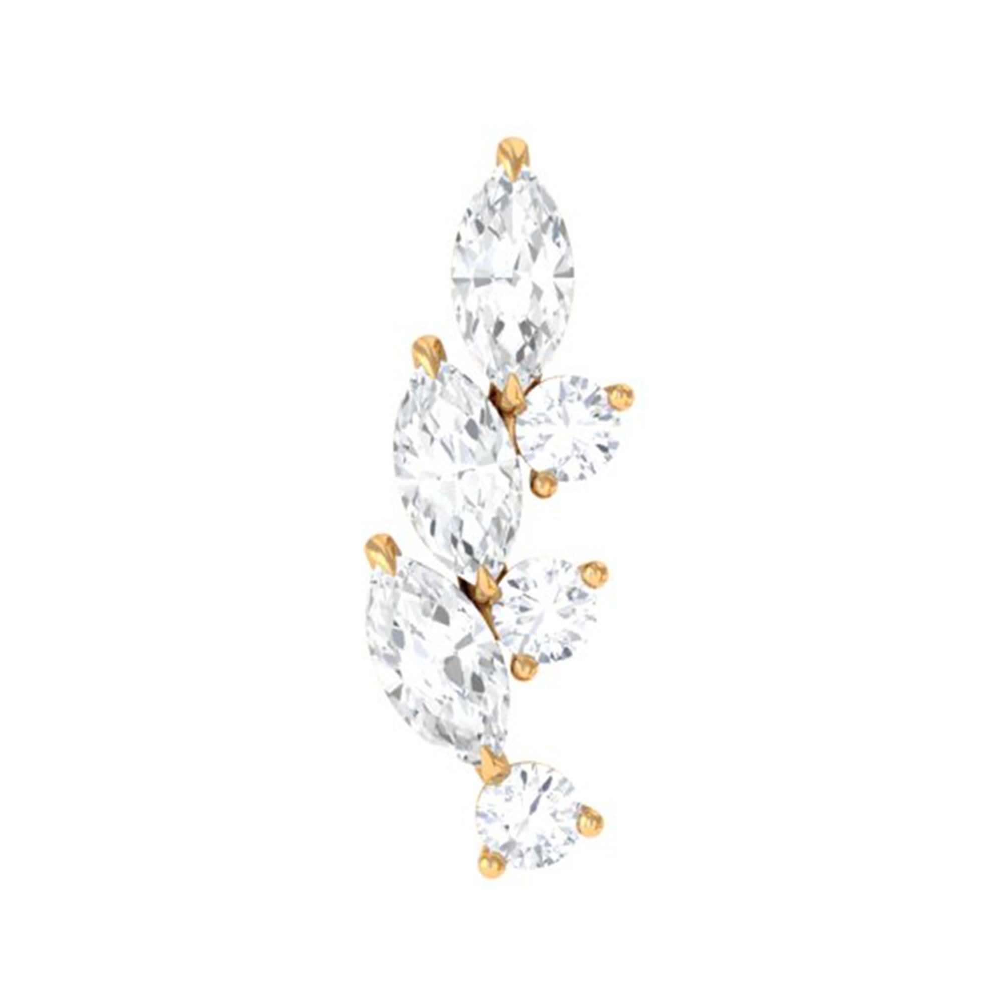 Rosec Jewels-Moissanite Minimal Leaf Crawler Earring in Gold